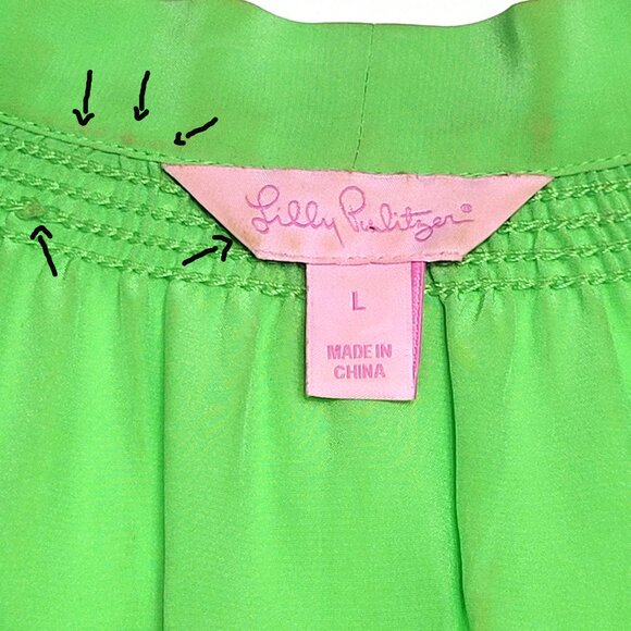 Lilly Pulitzer Womens Silk Sleeveless Dahlia Blouse Size L Green Tie Neck Preppy - Picture 11 of 11